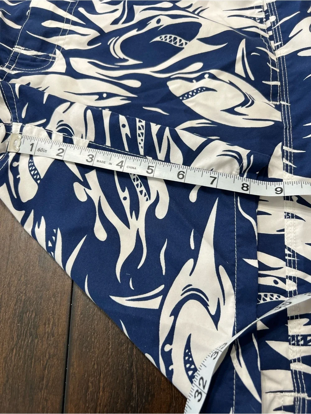 Polo Ralph Lauren Mens Blue White Cargo Swim Trunks Size Medium 8” Inseam
